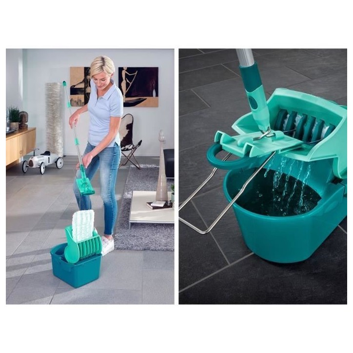 Set lave sol avec seau essoreur Leifheit Profi Compact 55092, balais a plat serpilliere 42cm avec housse idéal pour tous sols l Set lave sol avec seau essoreur Leifheit Profi Compact 55092, balais a plat serpilliere 42cm avec housse idéal pour tous sols l