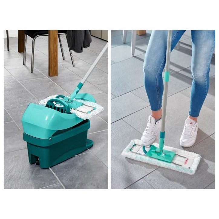 Set lave sol avec seau essoreur a roulettes Leifheit Profi XL Mobile 55096, balai serpilliere a plat 360° avec une housse micro Set lave sol avec seau essoreur a roulettes Leifheit Profi XL Mobile 55096, balai serpilliere a plat 360° avec une housse micro