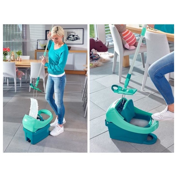 Set lave sol avec seau essoreur a roulettes Leifheit Profi XL Mobile 55096, balai serpilliere a plat 360° avec une housse micro Set lave sol avec seau essoreur a roulettes Leifheit Profi XL Mobile 55096, balai serpilliere a plat 360° avec une housse micro