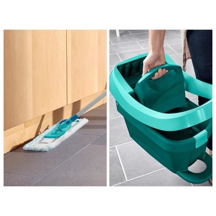 Set lave sol avec seau essoreur a roulettes Leifheit Profi XL Mobile 55096, balai serpilliere a plat 360° avec une housse micro Set lave sol avec seau essoreur a roulettes Leifheit Profi XL Mobile 55096, balai serpilliere a plat 360° avec une housse micro