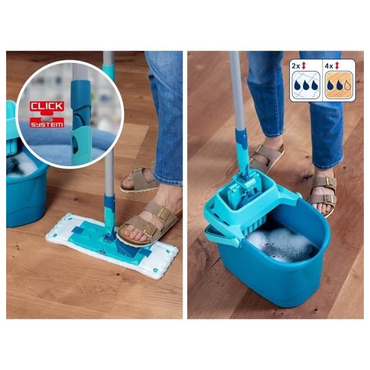 Set de nettoyage sol Leifheit PowerClean 55510, balai serpillere avec seau essoreur 6 L, 1x housse micro duo incluse, manche 148 Set de nettoyage sol Leifheit PowerClean 55510, balai serpillere avec seau essoreur 6 L, 1x housse micro duo incluse, manche 148