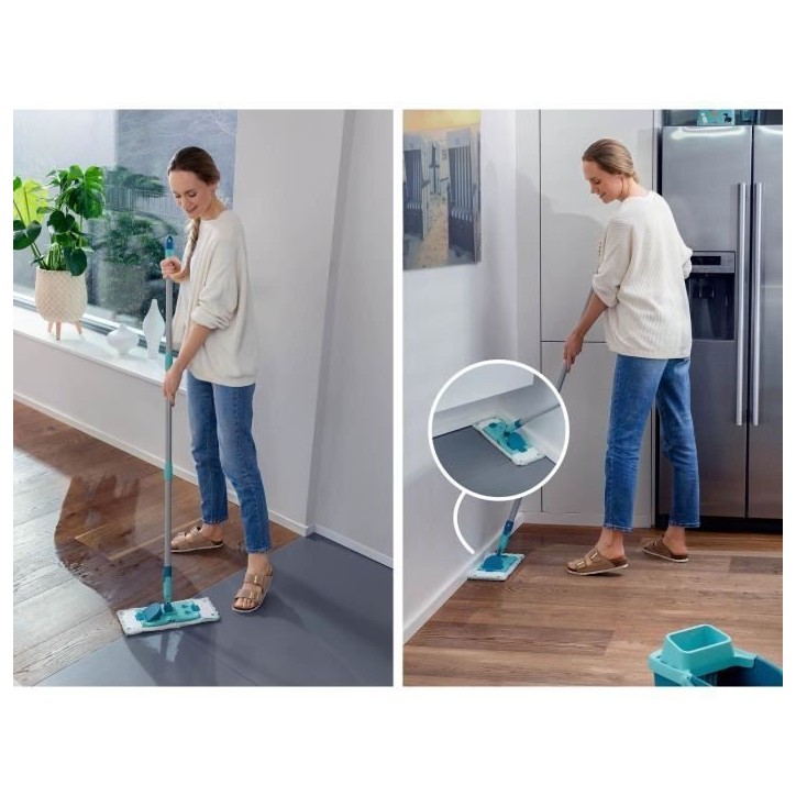 Set de nettoyage sol Leifheit PowerClean 55510, balai serpillere avec seau essoreur 6 L, 1x housse micro duo incluse, manche 148 Set de nettoyage sol Leifheit PowerClean 55510, balai serpillere avec seau essoreur 6 L, 1x housse micro duo incluse, manche 148