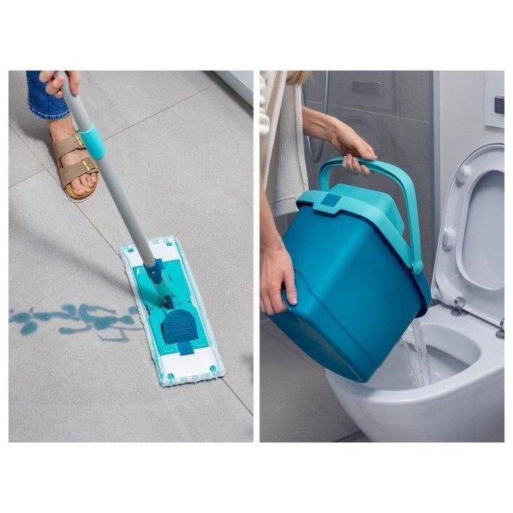 Set de nettoyage sol Leifheit PowerClean 55510, balai serpillere avec seau essoreur 6 L, 1x housse micro duo incluse, manche 148 Set de nettoyage sol Leifheit PowerClean 55510, balai serpillere avec seau essoreur 6 L, 1x housse micro duo incluse, manche 148