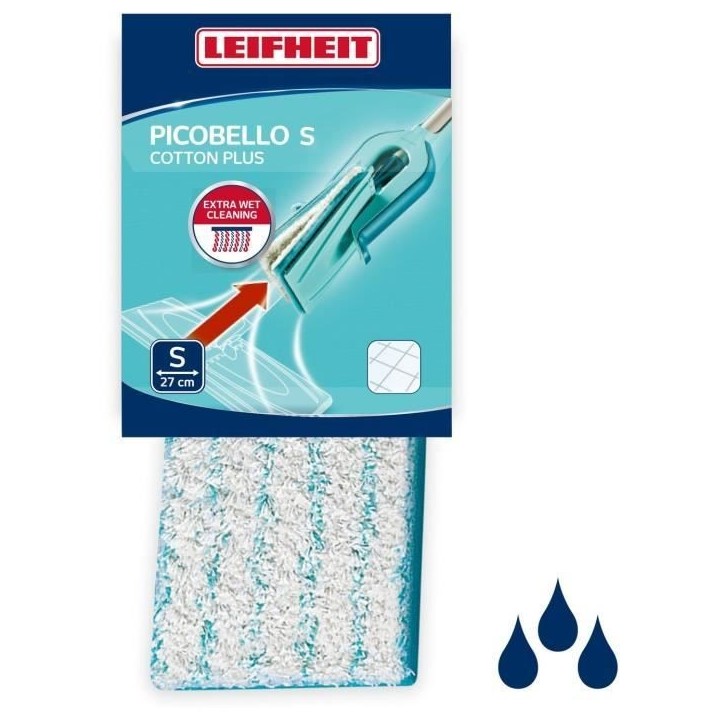 Housse cotton plus Leifheit 56611, housse de rechange pour balai serpilliere Picobello S, sols en pierre et carrelages, 1 piece Housse cotton plus Leifheit 56611, housse de rechange pour balai serpilliere Picobello S, sols en pierre et carrelages, 1 piece