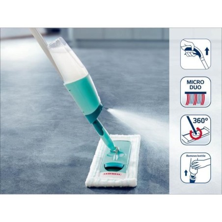 Balai pulvérisateur Leifheit Easy Spray XL 56690, lave sol articulé a 360° avec pulvérisateur intégré au manche, housse mi