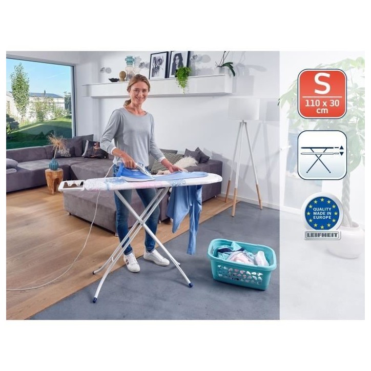 Table a repasser Leifheit Classic S Basic 72576, table de repassage avec hauteur réglable de 69 a 88 cm, housse en cotton, 110x Table a repasser Leifheit Classic S Basic 72576, table de repassage avec hauteur réglable de 69 a 88 cm, housse en cotton, 110x