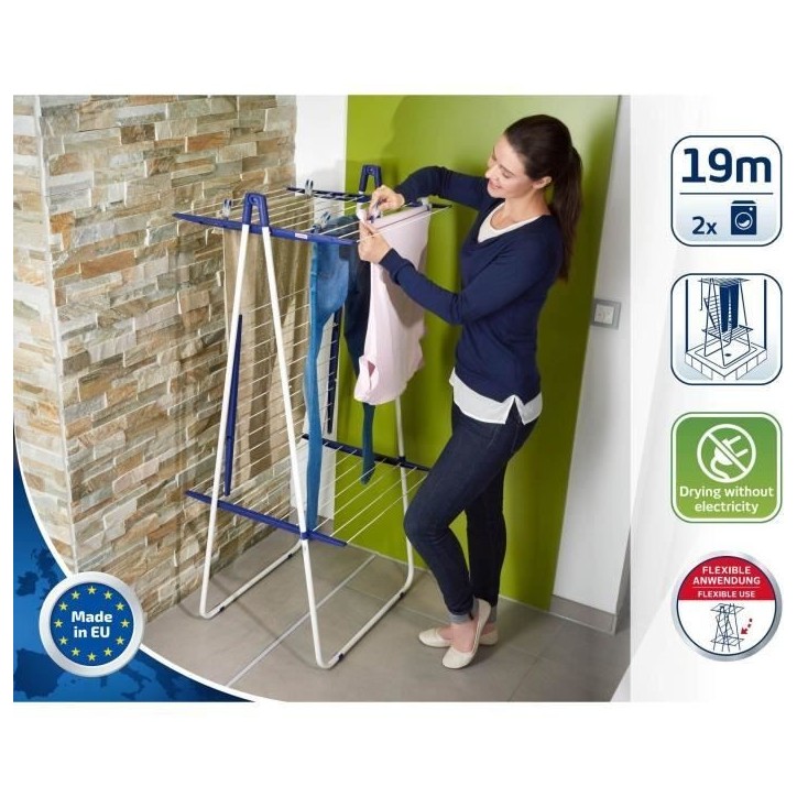Séchoir a linge Leifheit 190 Pegasus Tower 81435, étendoir a linge a taille compacte avec 19m d'étendage, tour a 3 niveaux, b Séchoir a linge Leifheit 190 Pegasus Tower 81435, étendoir a linge a taille compacte avec 19m d'étendage, tour a 3 niveaux, b
