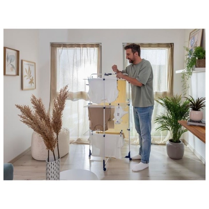 Séchoir a linge Leifheit 340 Classic 81455, étendoir a linge avec 34m d'étendage et cadres rabattables, tour a 3 niveaux, bla Séchoir a linge Leifheit 340 Classic 81455, étendoir a linge avec 34m d'étendage et cadres rabattables, tour a 3 niveaux, bla