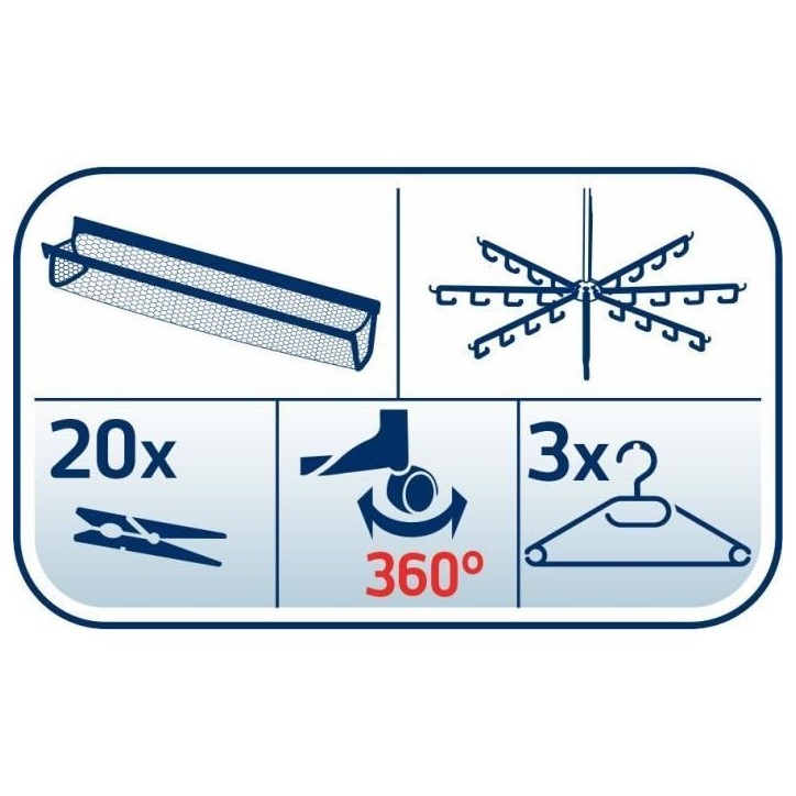 Séchoir a linge Leifheit 450 Deluxe 81464, étendoir a linge avec 45m d'étendage et accessoires, tour a 4 niveaux, blanc Séchoir a linge Leifheit 450 Deluxe 81464, étendoir a linge avec 45m d'étendage et accessoires, tour a 4 niveaux, blanc