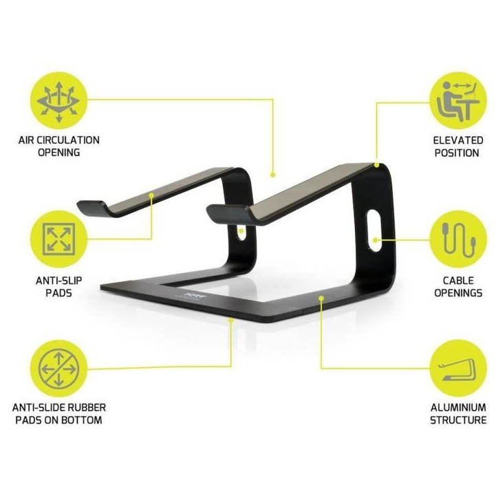 Support pour ordinateur Port Support ergonomique en aluminium pour ordinateurs portables de 10'' a 15,6''