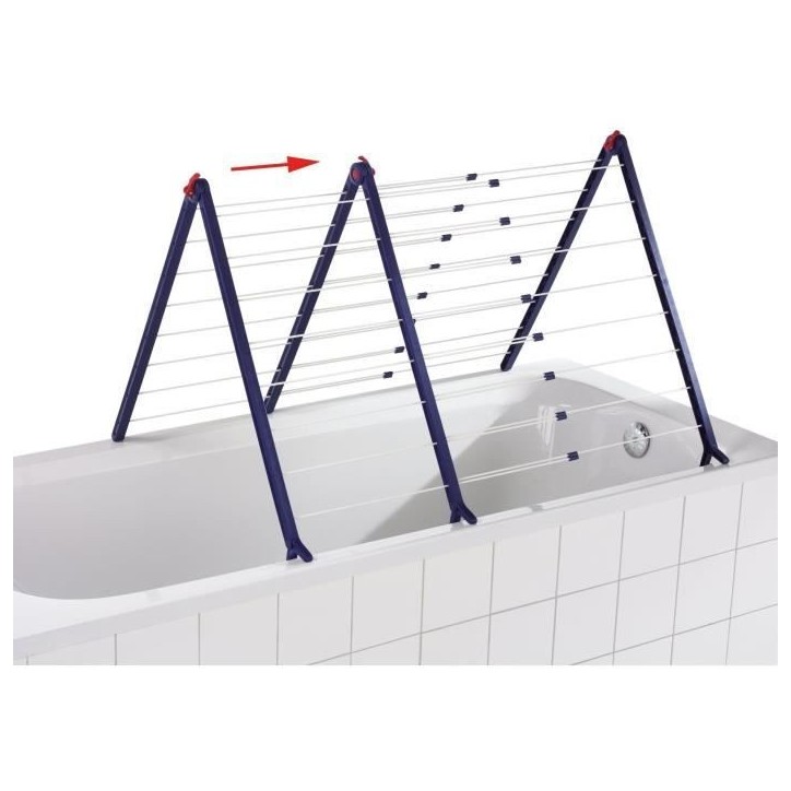 Étendoir a linge Leifheit Pegasus V Duo 81702, séchoir a linge extensible adapté aux baignoires, 19m d'étendage, blanc et bl Étendoir a linge Leifheit Pegasus V Duo 81702, séchoir a linge extensible adapté aux baignoires, 19m d'étendage, blanc et bl