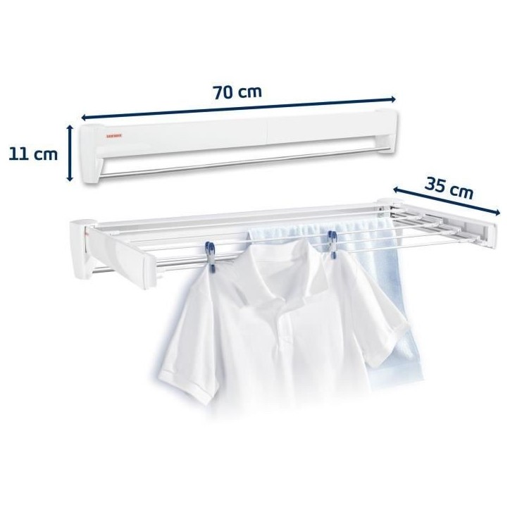 Séchoir mural Leifheit Telegant 36 Protect Plus 83201, étendoir mural dépliable avec 5 barres de 72cm, matériau inoxydable, Séchoir mural Leifheit Telegant 36 Protect Plus 83201, étendoir mural dépliable avec 5 barres de 72cm, matériau inoxydable,