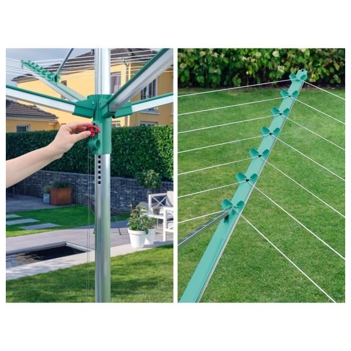 Séchoir parapluie Leifheit Linomatic 400 Easy 85285, étendoir a linge parapluie avec 40m d'étendage et syteme Easy-Lift, turq Séchoir parapluie Leifheit Linomatic 400 Easy 85285, étendoir a linge parapluie avec 40m d'étendage et syteme Easy-Lift, turq