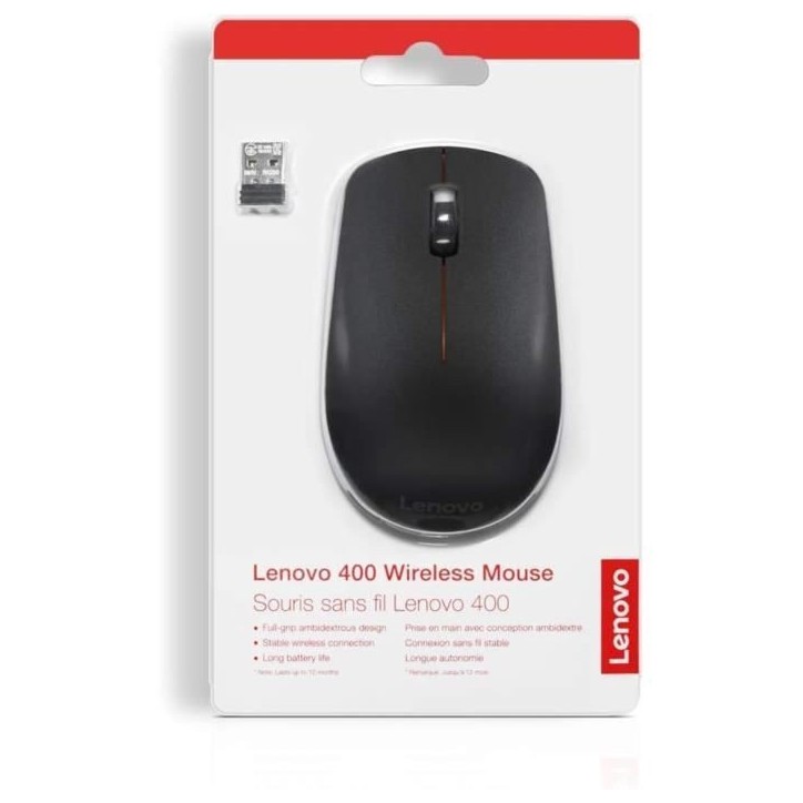 Souris sans fil - LENOVO - 400 - 1200 DPI - Noir Souris sans fil - LENOVO - 400 - 1200 DPI - Noir