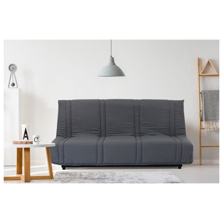 Banquette clic clac 3 places - anthracite - Style contemporain - L 193 x P 92 cm - LENA Banquette clic clac 3 places - anthracite - Style contemporain - L 193 x P 92 cm - LENA