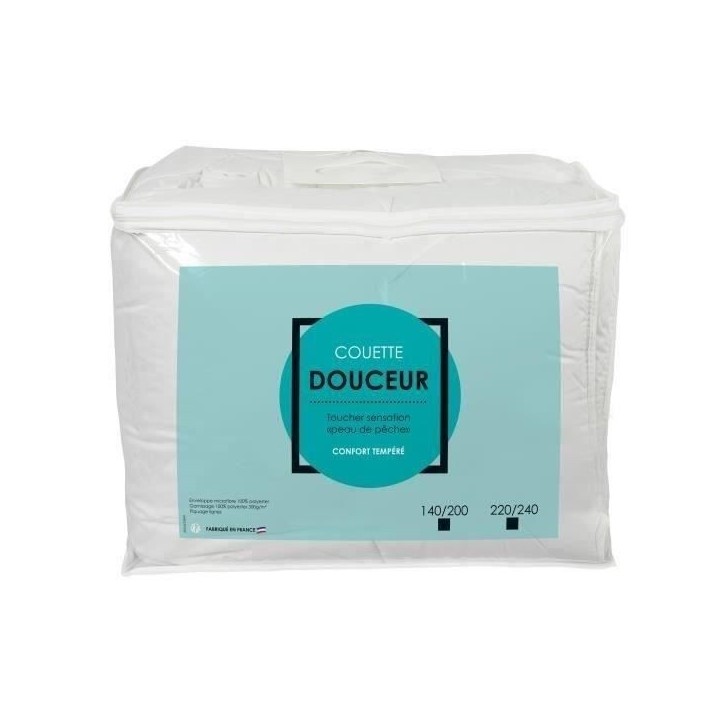 Couette - 220 x 240 cm - Tempérée - 100% Polyester - 2 personnes - Blanc Couette - 220 x 240 cm - Tempérée - 100% Polyester - 2 personnes - Blanc