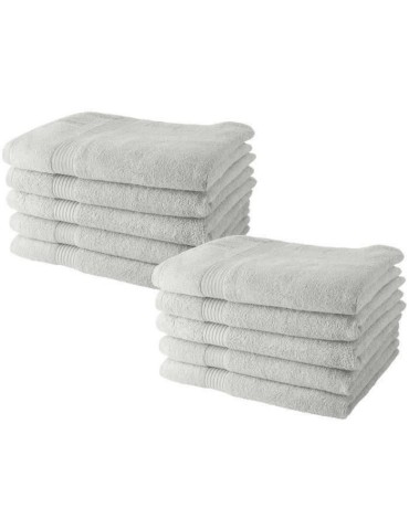 Lot de 10 serviettes de Toilette TODAY 50x90 cm 100% Coton - Craie