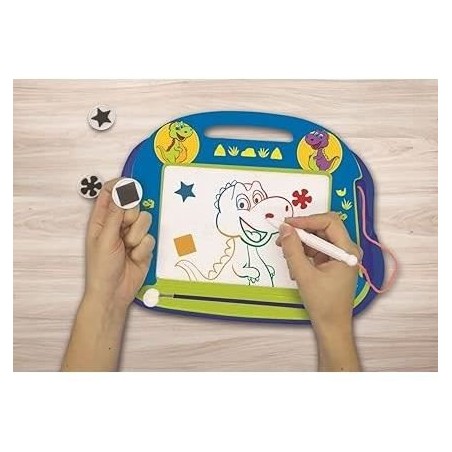 Ardoise Magnétique Enfant - LEXIBOOK - Dinosaure - Multicolore - Effaçable - Avec Tampons Magnétiques