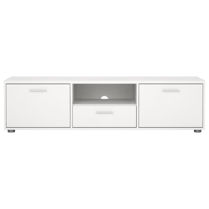 Meuble TV - MEDIA - Blanc mat - 2 portes, 1 tiroir - 147,2 x 39,8 x 38,4 cm Meuble TV - MEDIA - Blanc mat - 2 portes, 1 tiroir - 147,2 x 39,8 x 38,4 cm