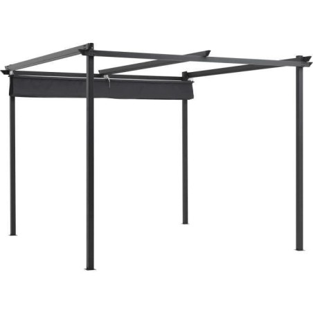 Pergola KIBA avec toit déroulant - Gris - 3 x 3 m
