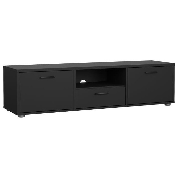 Meuble TV - MEDIA - Noir mat - 2 portes, 1 tiroir - 147,2 x 39,8 x 38,4 cm Meuble TV - MEDIA - Noir mat - 2 portes, 1 tiroir - 147,2 x 39,8 x 38,4 cm