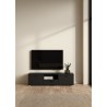 Meuble TV - MEDIA - Noir mat - 2 portes, 1 tiroir - 147,2 x 39,8 x 38,