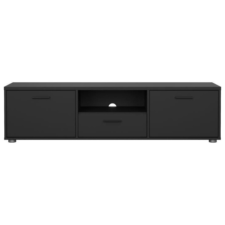 Meuble TV - MEDIA - Noir mat - 2 portes, 1 tiroir - 147,2 x 39,8 x 38,4 cm Meuble TV - MEDIA - Noir mat - 2 portes, 1 tiroir - 147,2 x 39,8 x 38,4 cm