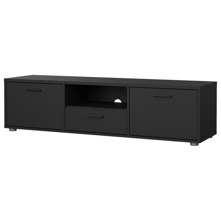 Meuble TV - MEDIA - Noir mat - 2 portes, 1 tiroir - 147,2 x 39,8 x 38,4 cm Meuble TV - MEDIA - Noir mat - 2 portes, 1 tiroir - 147,2 x 39,8 x 38,4 cm