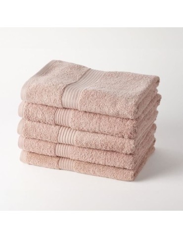 TODAY Essential - Lot de 5 draps de bain 70x130 cm 100% Coton coloris rose