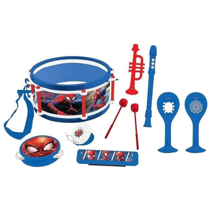 Lexibook - Set Musical Spider-Man - 7 instruments - Rangement dans le tambour