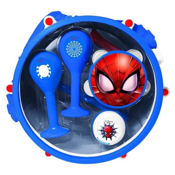 Lexibook - Set Musical Spider-Man - 7 instruments - Rangement dans le tambour