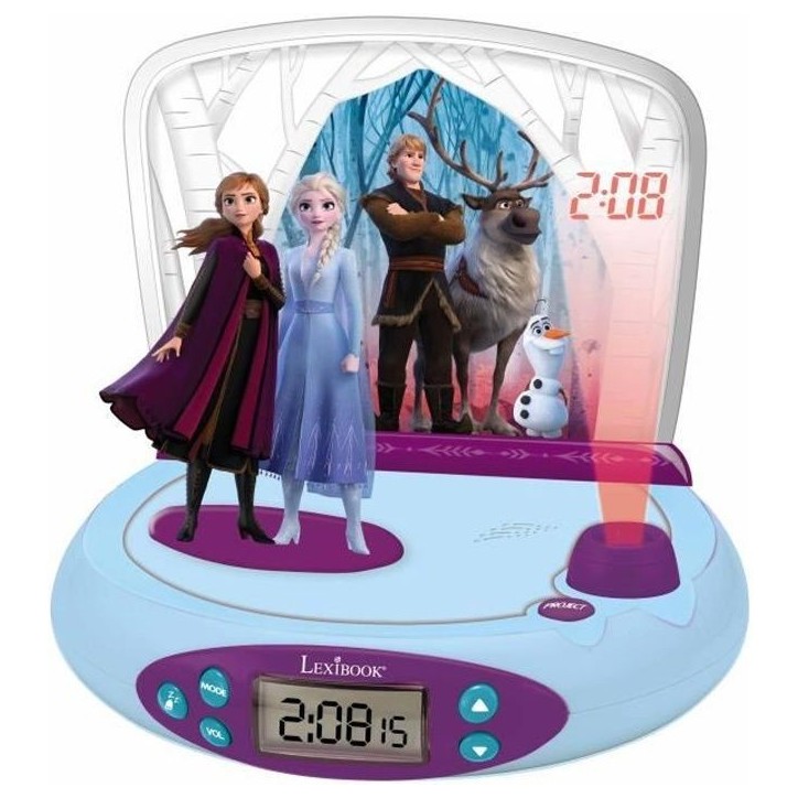 Réveil Projecteur La Reine des Neiges 2 - Effets sonores et veilleuse intégrée - LEXIBOOK
