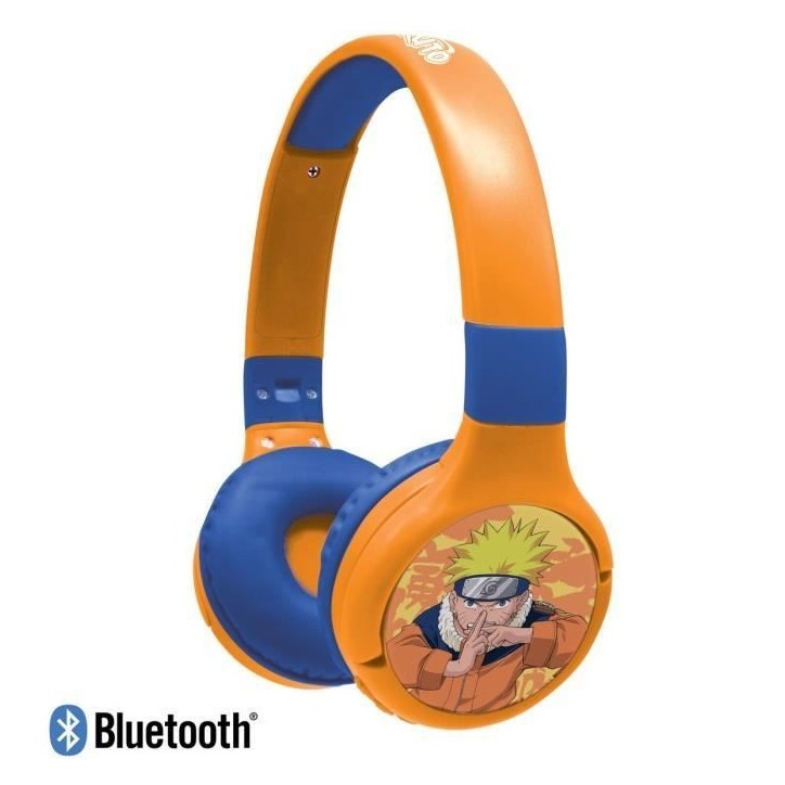 Casque 2 en 1 Bluetooth et Filaie confortable et pliable avec limitation de son Naruto