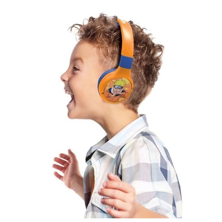 Casque 2 en 1 Bluetooth et Filaie confortable et pliable avec limitation de son Naruto