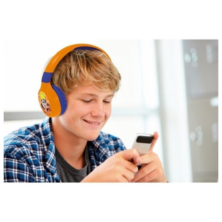 Casque 2 en 1 Bluetooth et Filaie confortable et pliable avec limitation de son Naruto