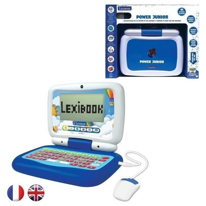 Ordinateur portable éducatif parlant bilingue FR/EN pour un total de 40 activités réparties en 6 catégories Ordinateur portable éducatif parlant bilingue FR/EN pour un total de 40 activités réparties en 6 catégories