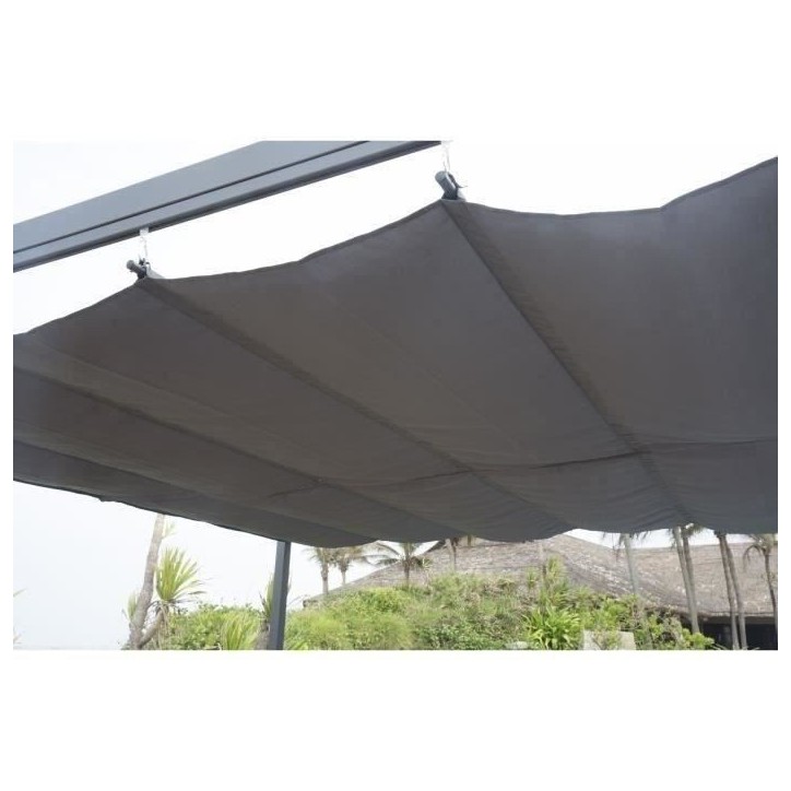 Pergola KIBA avec toit déroulant - Gris - 3 x 3 m Pergola KIBA avec toit déroulant - Gris - 3 x 3 m