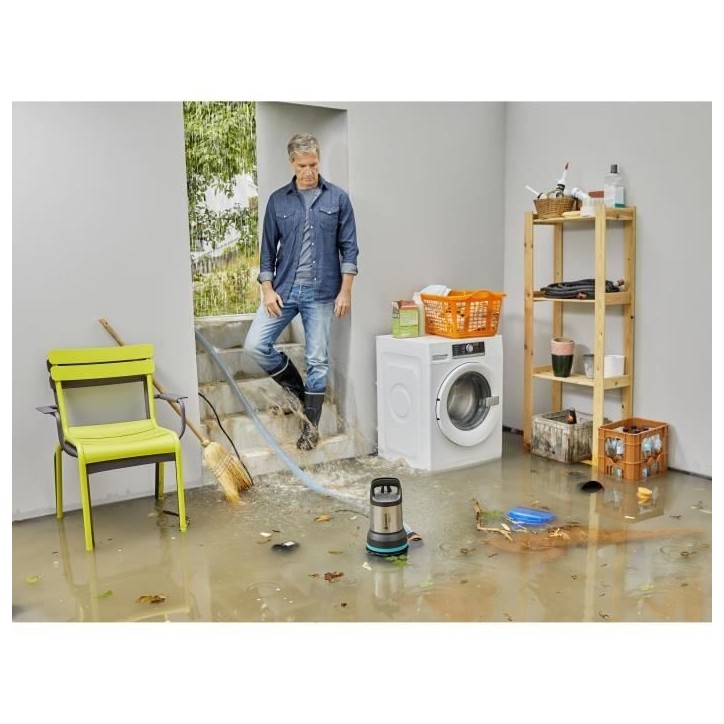 Pompe d'évacuation eau chargée 25000 GARDENA 1100W – Débit max 25000l/h & pression max 1.1bar – Extension garantie 5 ans