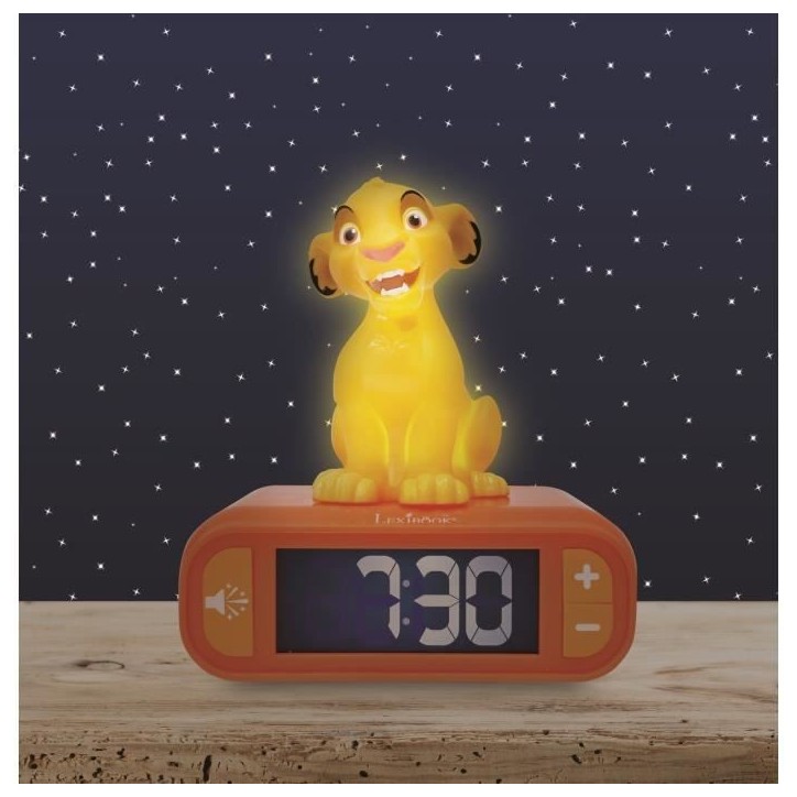 Réveil veilleuse digital LEXIBOOK - Simba - 3D lumineux et sonore - Jaune - Enfant