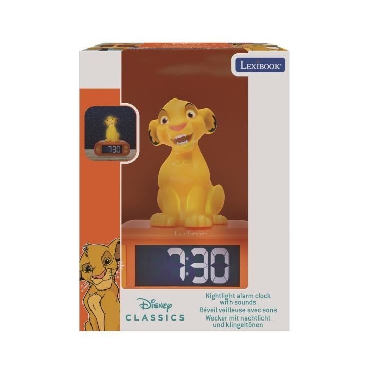 Réveil veilleuse digital LEXIBOOK - Simba - 3D lumineux et sonore - Jaune - Enfant