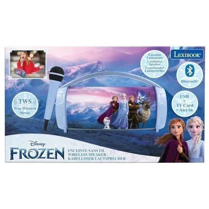 Enceinte Bluetooth Sans-Fil Lumineuse avec Micro La Reine des Neiges Enceinte Bluetooth Sans-Fil Lumineuse avec Micro La Reine des Neiges