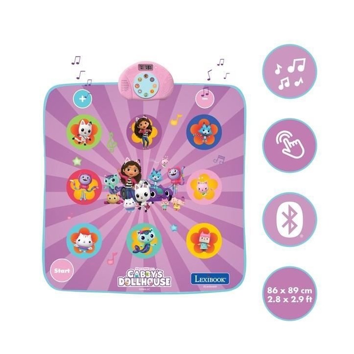 Tapis de danse électronique, Bluetooth et lumineux Gabby et la maison magique avec 6 modes de jeu