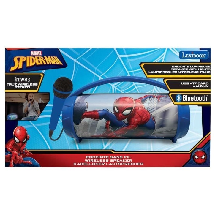 Enceinte Bluetooth Sans-Fil Lumineuse avec Micro Spider-Man Enceinte Bluetooth Sans-Fil Lumineuse avec Micro Spider-Man
