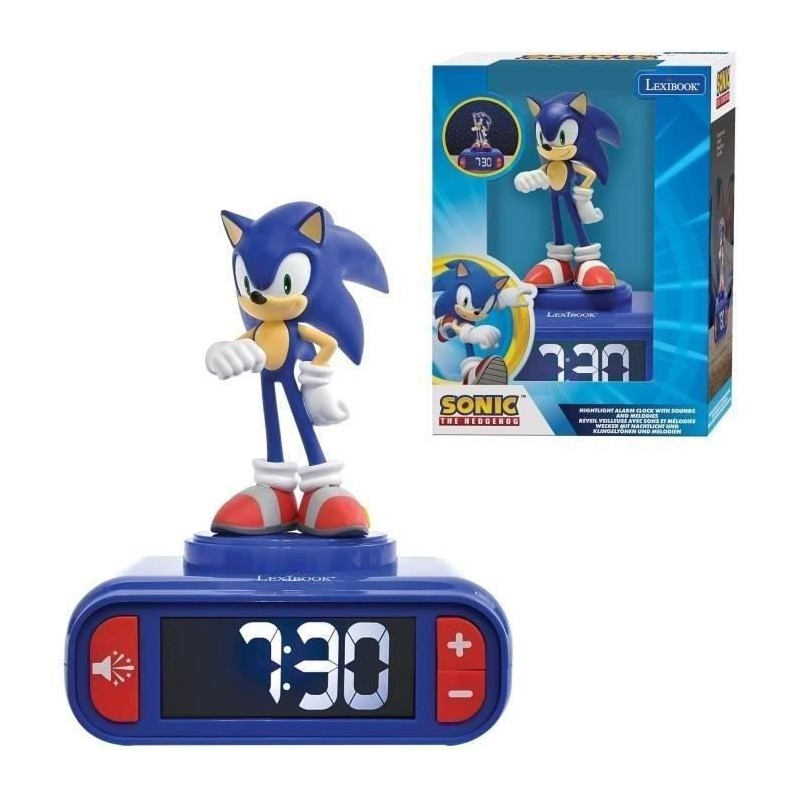 LEXIBOOK - Réveil veilleuse Sonic - Sons et mélodies, écran LCD ré LEXIBOOK - Réveil veilleuse Sonic - Sons et mélodies, écran LCD ré