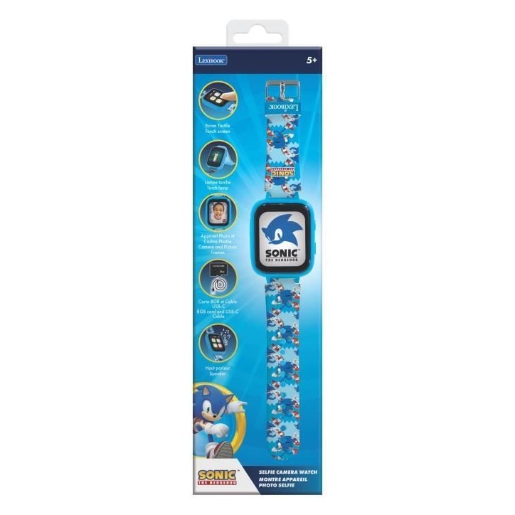 Montre avec écran couleurs Sonic avec camera et carte mémoire de 8 Go Montre avec écran couleurs Sonic avec camera et carte mémoire de 8 Go