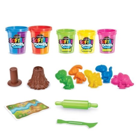 LEXIBOOK - Kit de dinosaures en pâte a modeler malléable et fluorescente