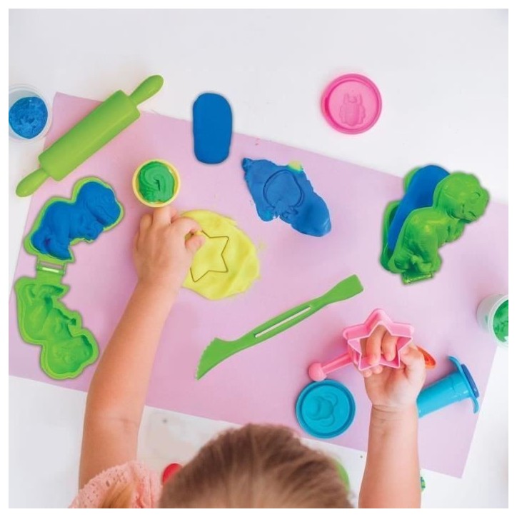 LEXIBOOK - Kit de dinosaures en pâte a modeler malléable et fluorescente LEXIBOOK - Kit de dinosaures en pâte a modeler malléable et fluorescente