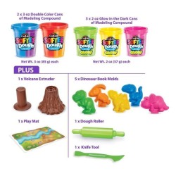 LEXIBOOK - Kit de dinosaures en pâte a modeler malléable et fluoresc
