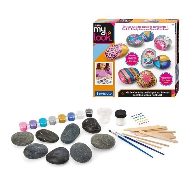 LEXIBOOK - Kit de création artistique sur pierres avec effet métallique LEXIBOOK - Kit de création artistique sur pierres avec effet métallique