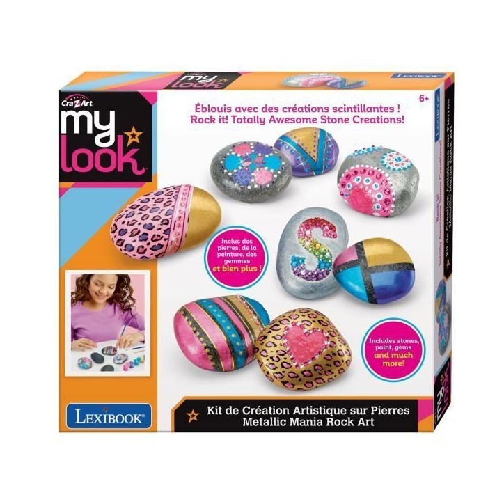 LEXIBOOK - Kit de création artistique sur pierres avec effet métallique LEXIBOOK - Kit de création artistique sur pierres avec effet métallique
